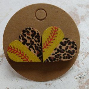 Softball Heart Earrings